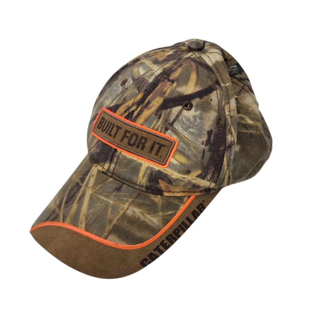 CAT Catepillar "Built for it" Hunting Camo Orange Adjustable Baseball Cap Hat